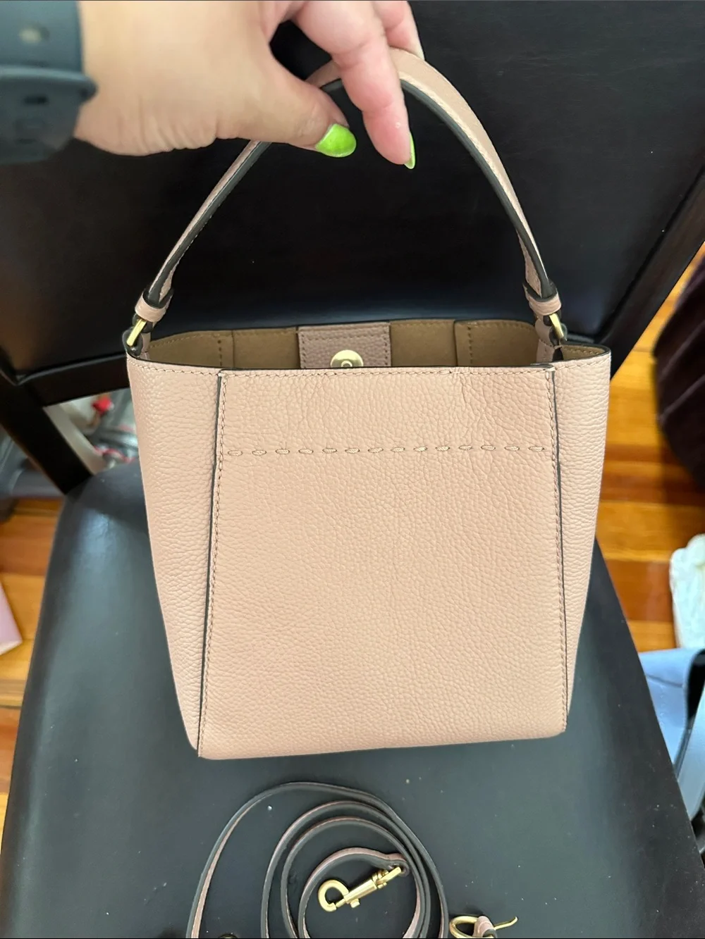 Tory Burch Pink Pebbled McGraw mini Bucket Bag